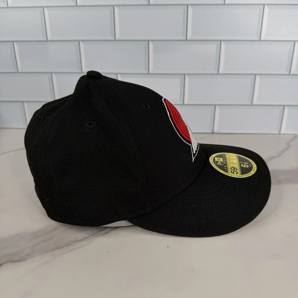 Portland Trail Blazers Hat Cap Fitted Mens 6 7/8 Black New Era 59Fifty
